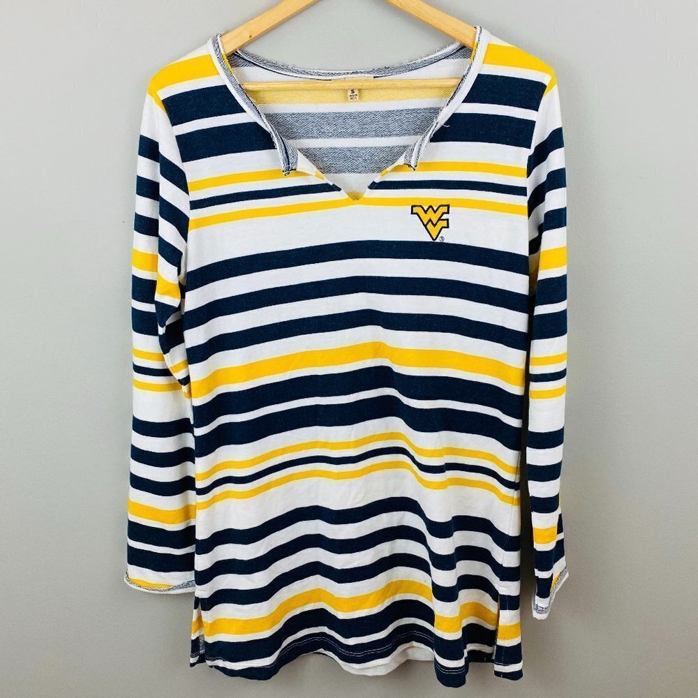 West Virginia Mountaineers Sweatshirt Womens Small Striped Lightweight UGApparel